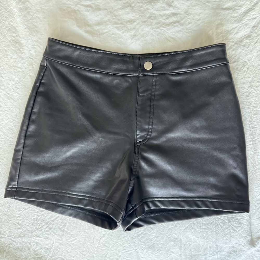 Forever 21 Black Faux Leather High Waist Shorts